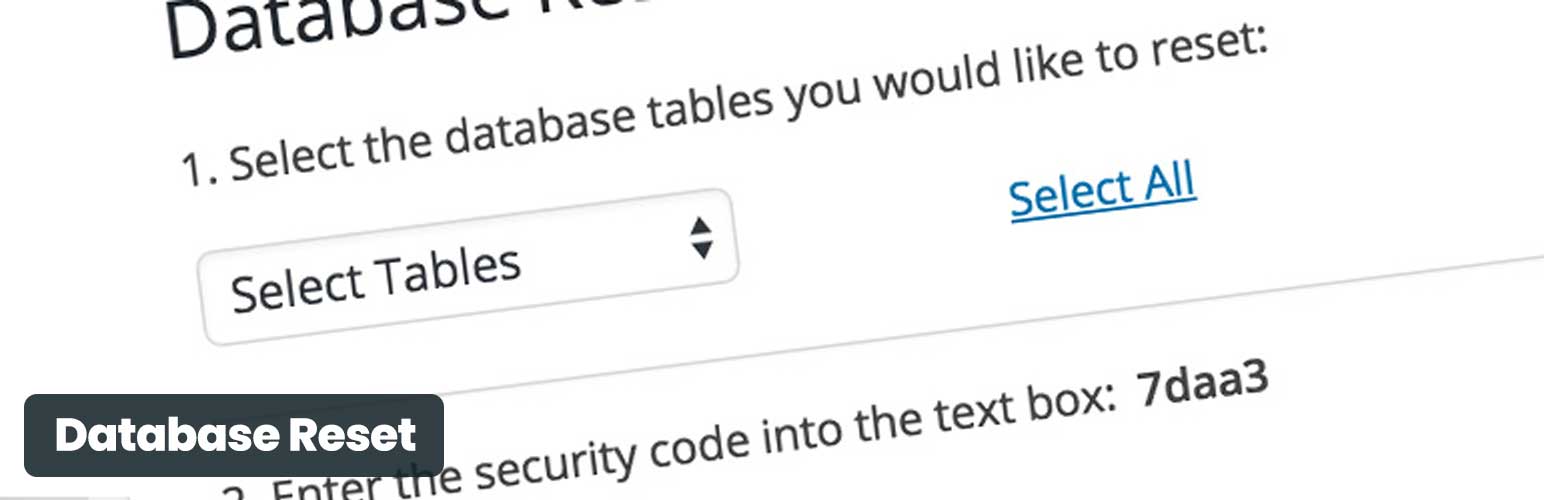 Plugin de WordPress Database Reset