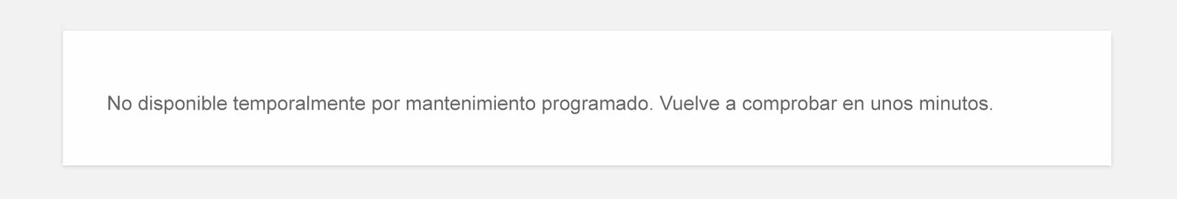 Pantalla de mantenimiento de WordPress por defecto
